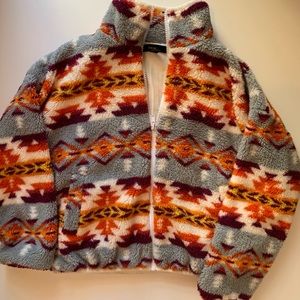 Forever 21 Fuzzy Multi-Colored Aztec Jacket